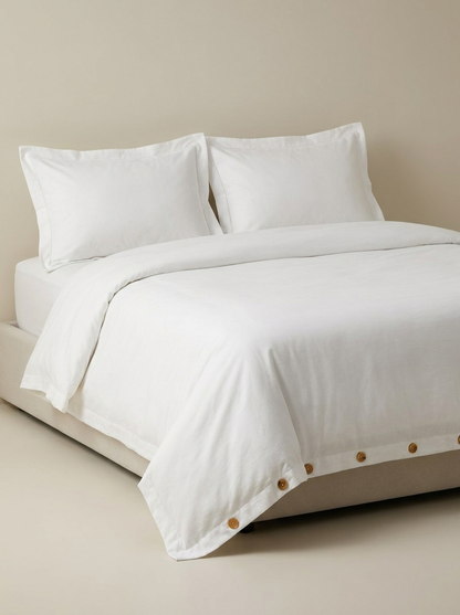 DUVET-COLOR White | White microfiber duvet set studio
