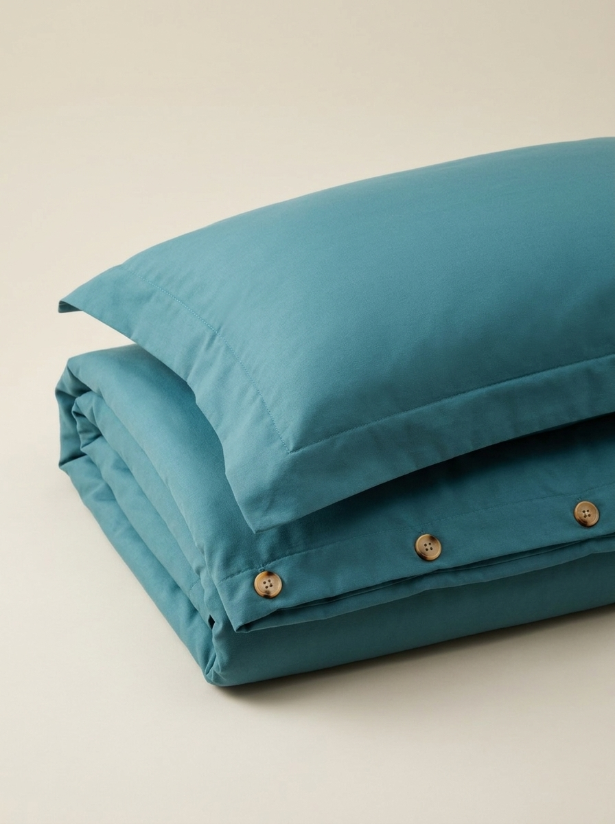 Teal microfiber duvet set folded