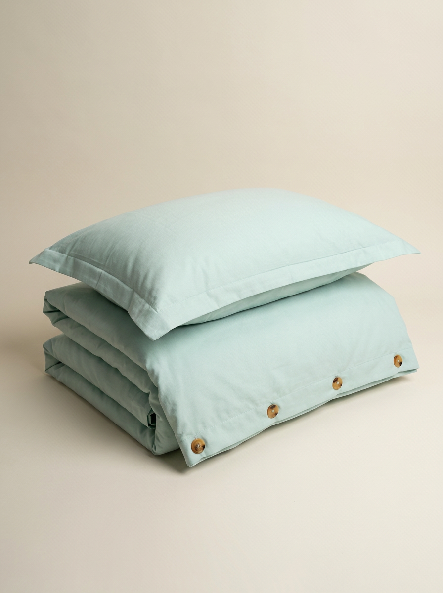 Mint microfiber duvet set folded