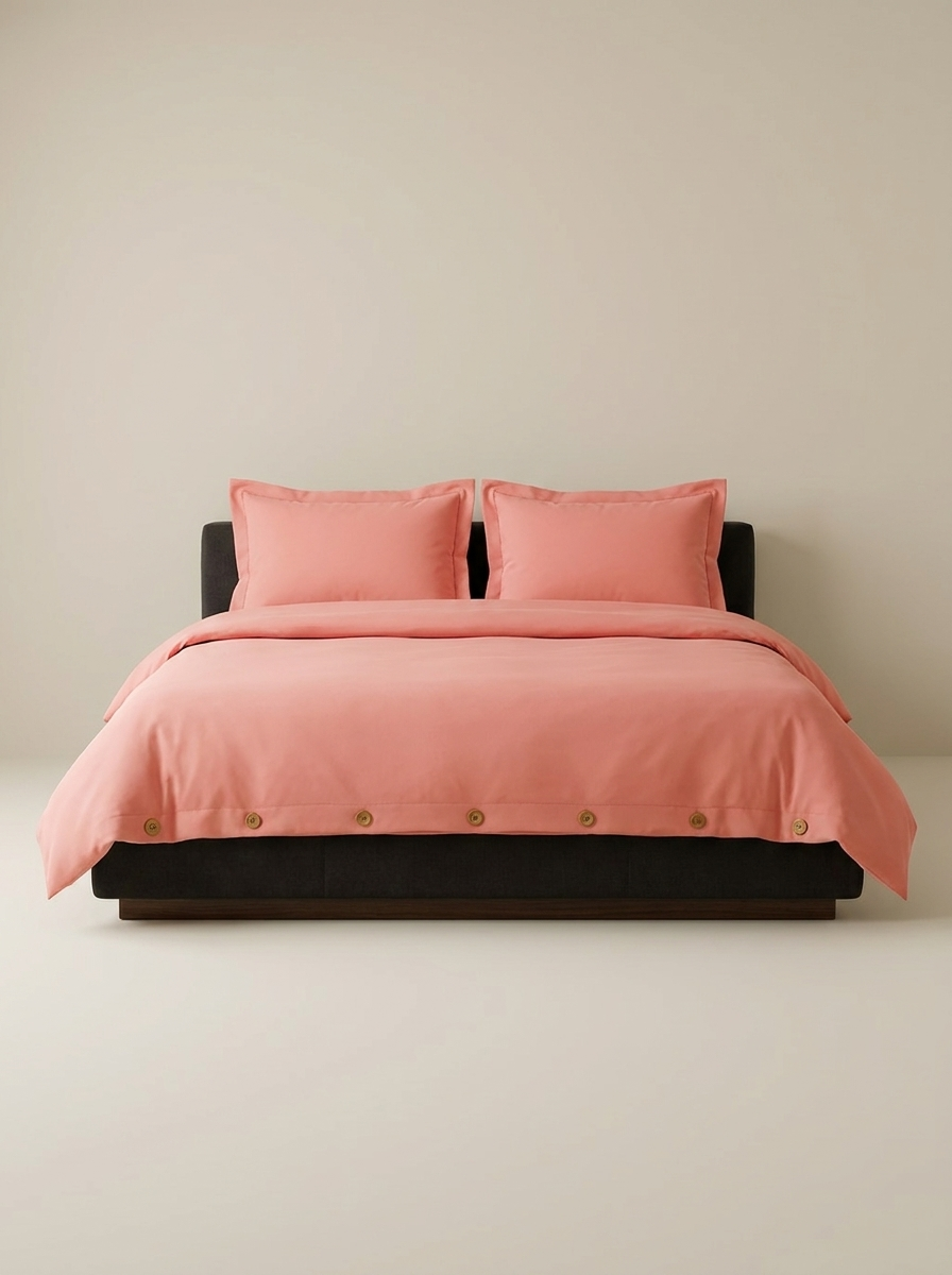 DUVET-COLOR Salmon | Salmon microfiber duvet set studio
