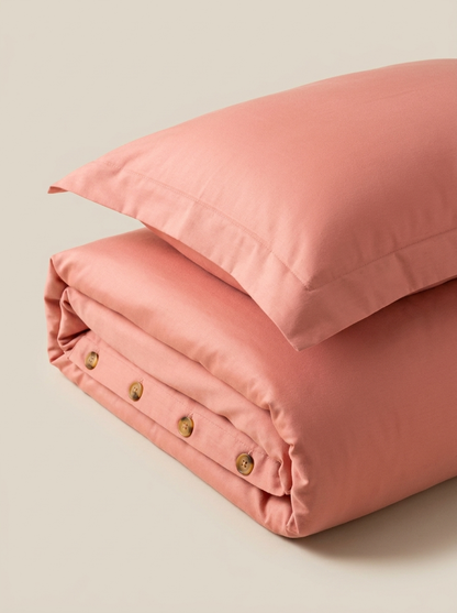 Salmon microfiber duvet set folded