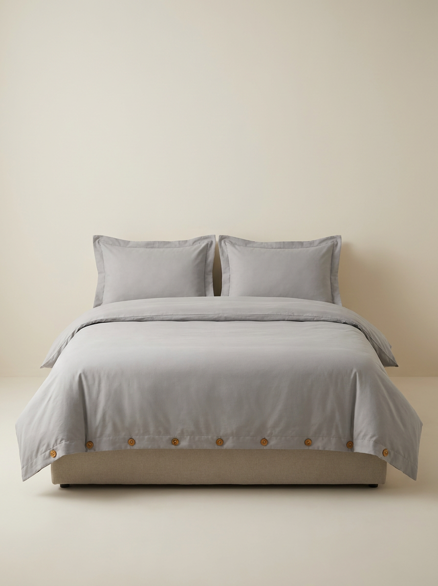 DUVET-COLOR Light Gray | Light gray microfiber duvet set studio