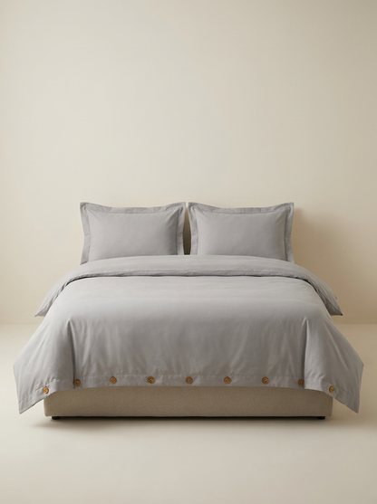 DUVET-COLOR Light Gray | Light gray microfiber duvet set studio