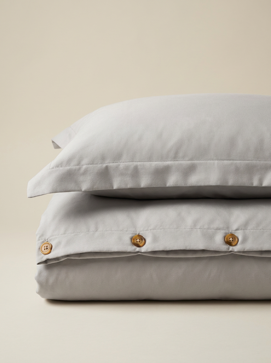 Light gray microfiber duvet set folded