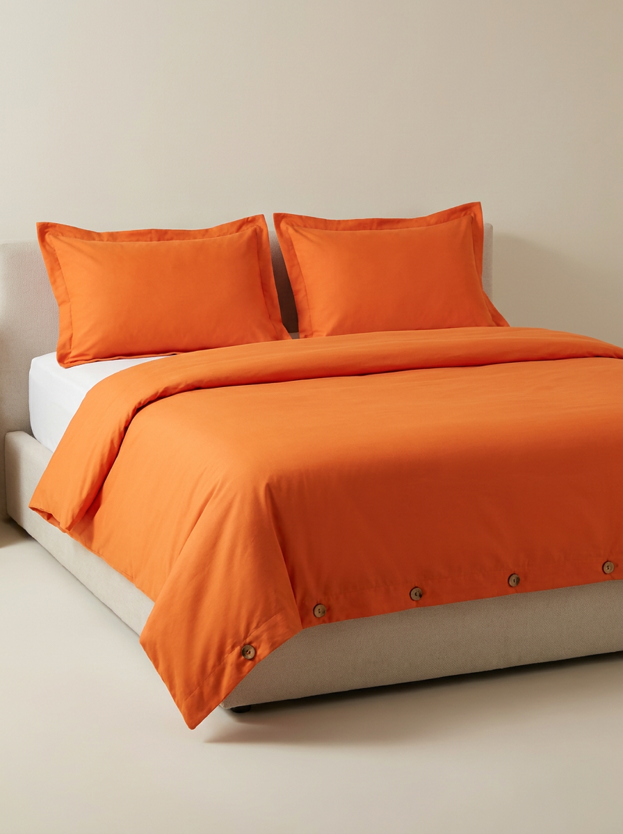 DUVET-COLOR Orange | Orange microfiber duvet set studio