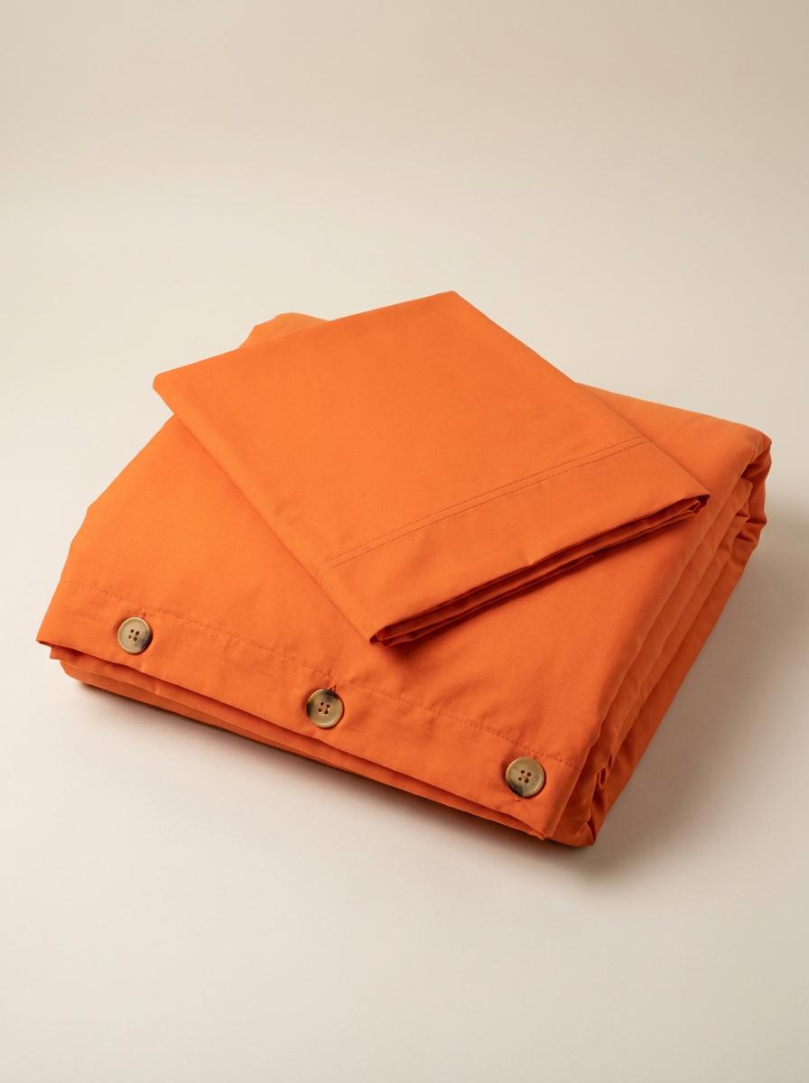 Orange microfiber duvet set folded