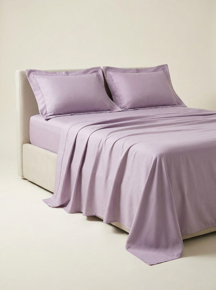 Lavender microfiber sheet set side