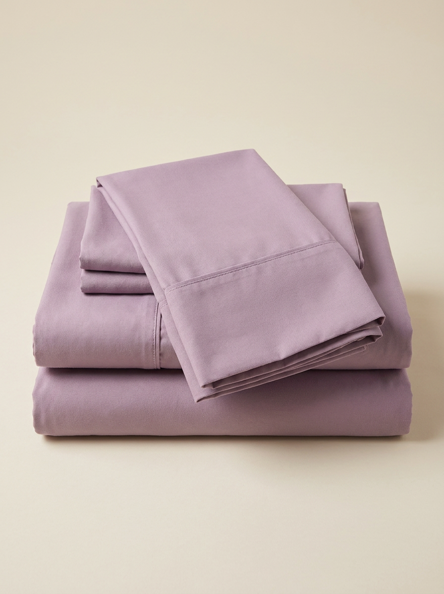 Lavender microfiber sheet set folded
