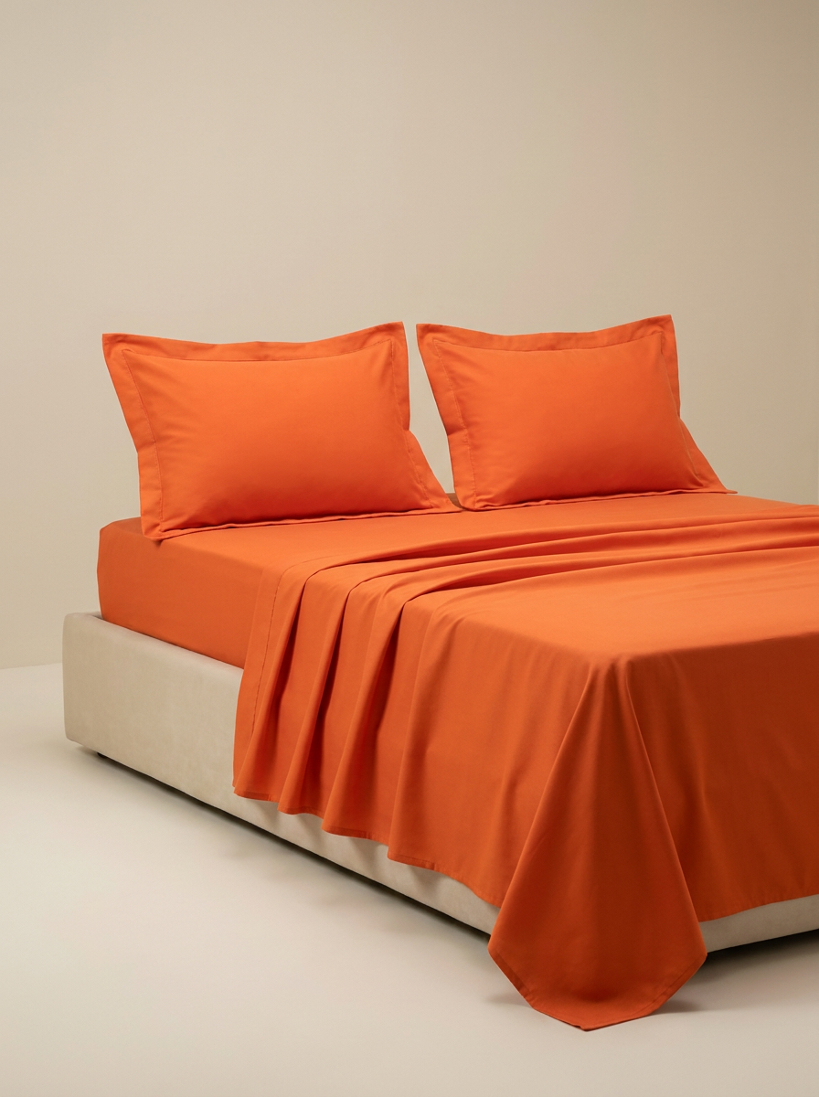 Orange microfiber sheet set side