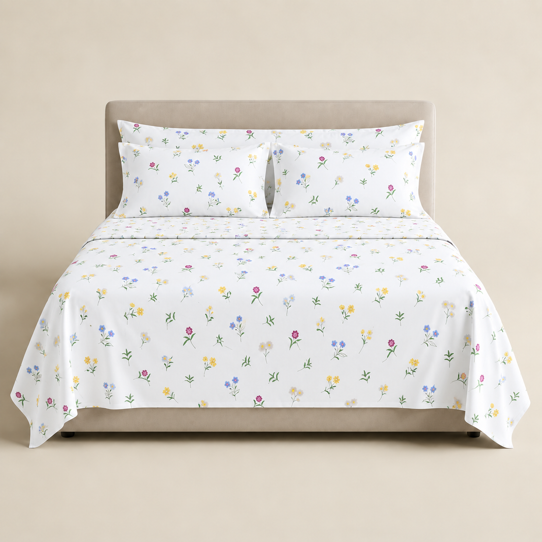 Wildflower Cotton Bedsheet Set — Fresh Blooms, Soft Comfort