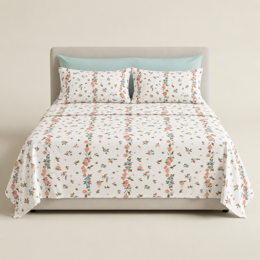 Vintage Rose Cotton Bedding Set — Romantic Florals, Soft Comfort