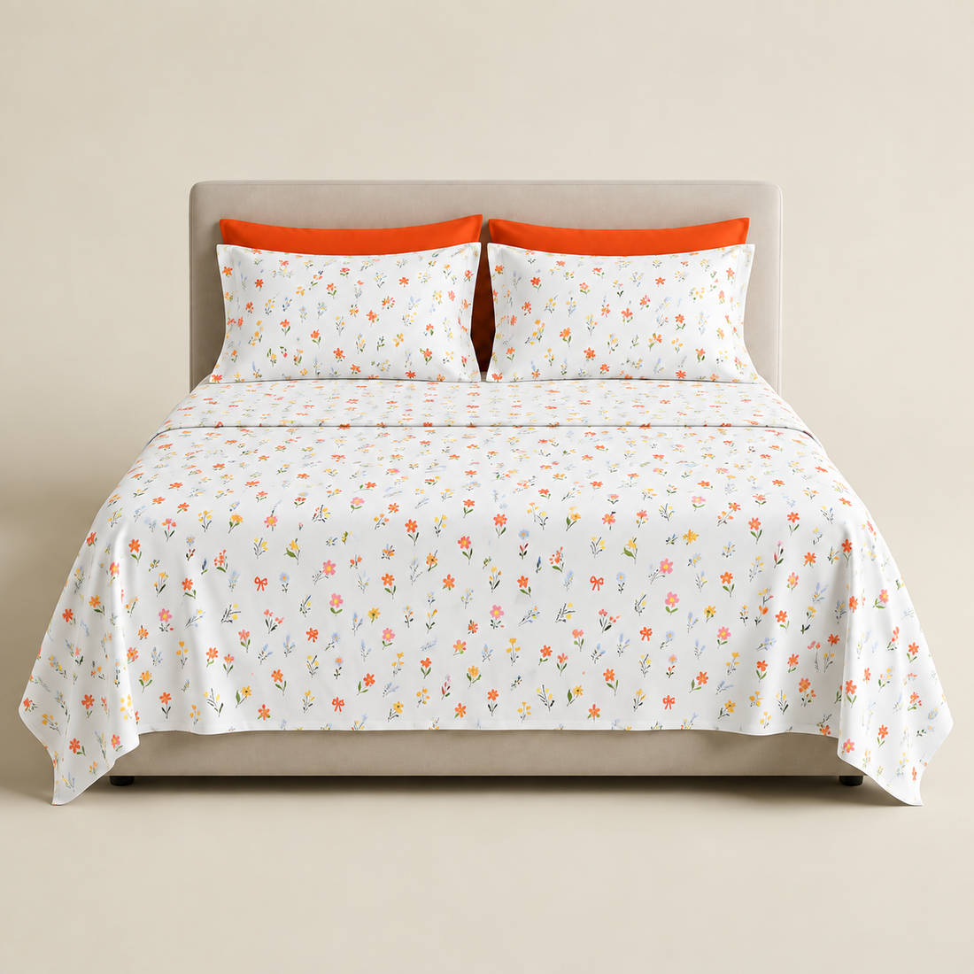 Ditsy Bloom Cotton Bedding Set — Tiny Florals, Bright Comfort