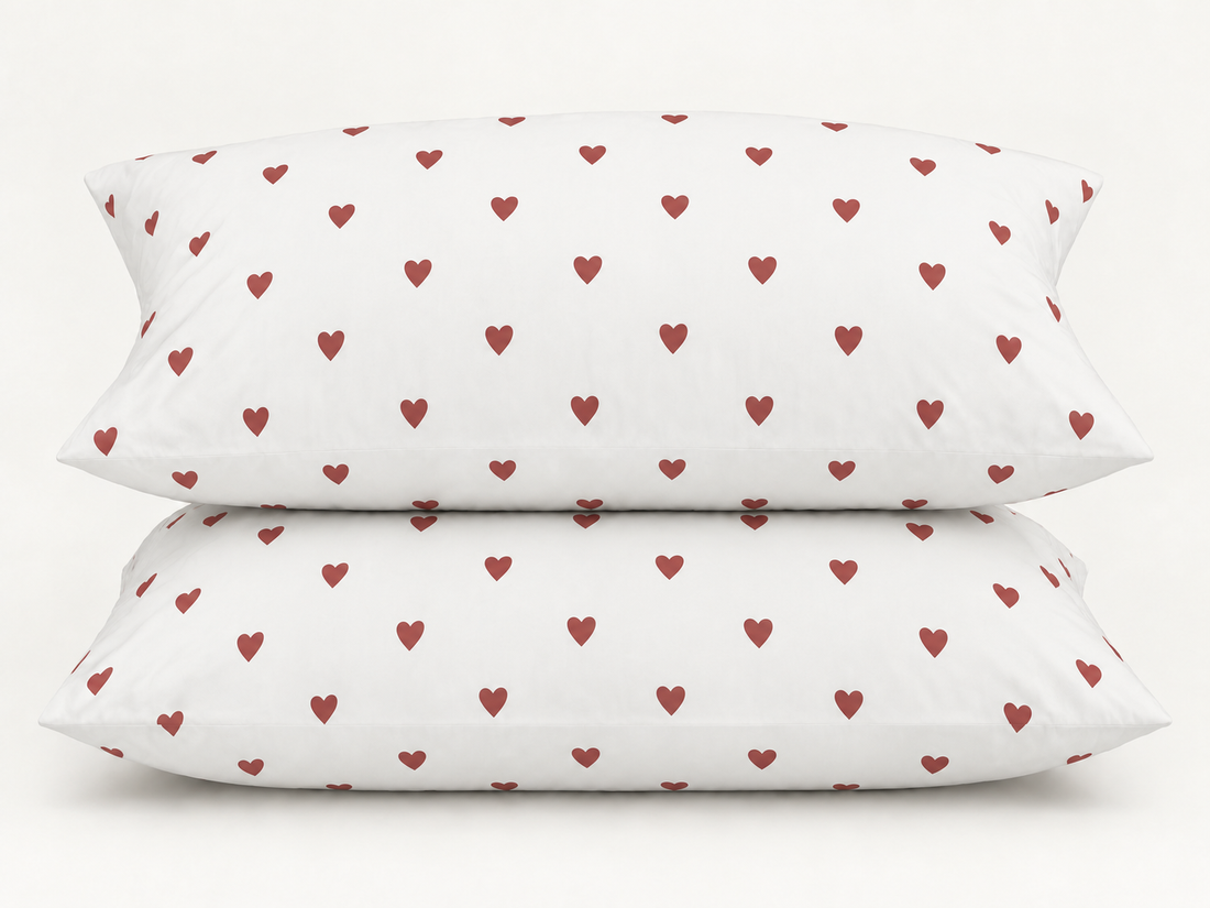 Little Red Hearts Cotton Bedding Set — Sweet Simplicity, Cozy Nights