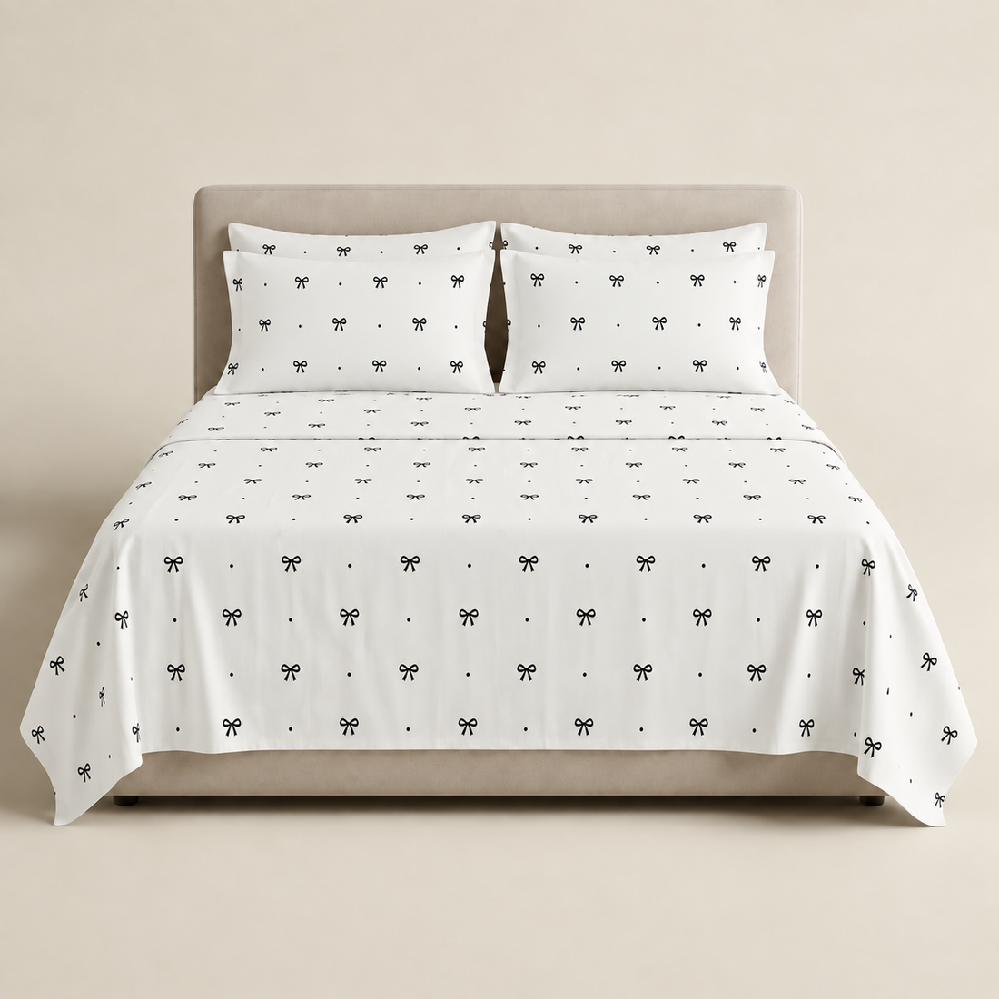 Tiny Bows Cotton Bedsheet Set — Simple, Sweet, Timeless