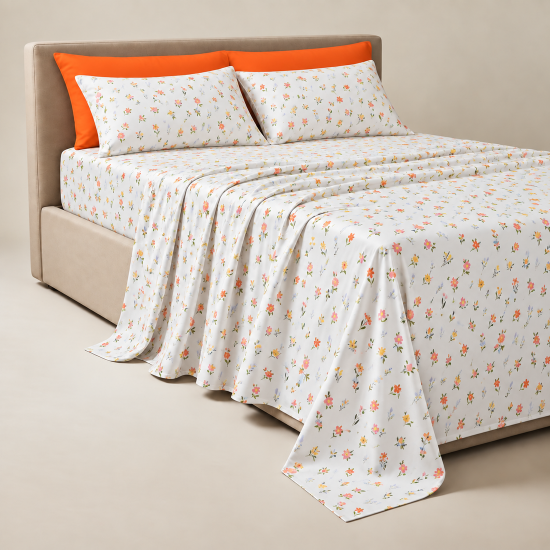 Ditsy Bloom Cotton Bedding Set — Tiny Florals, Bright Comfort