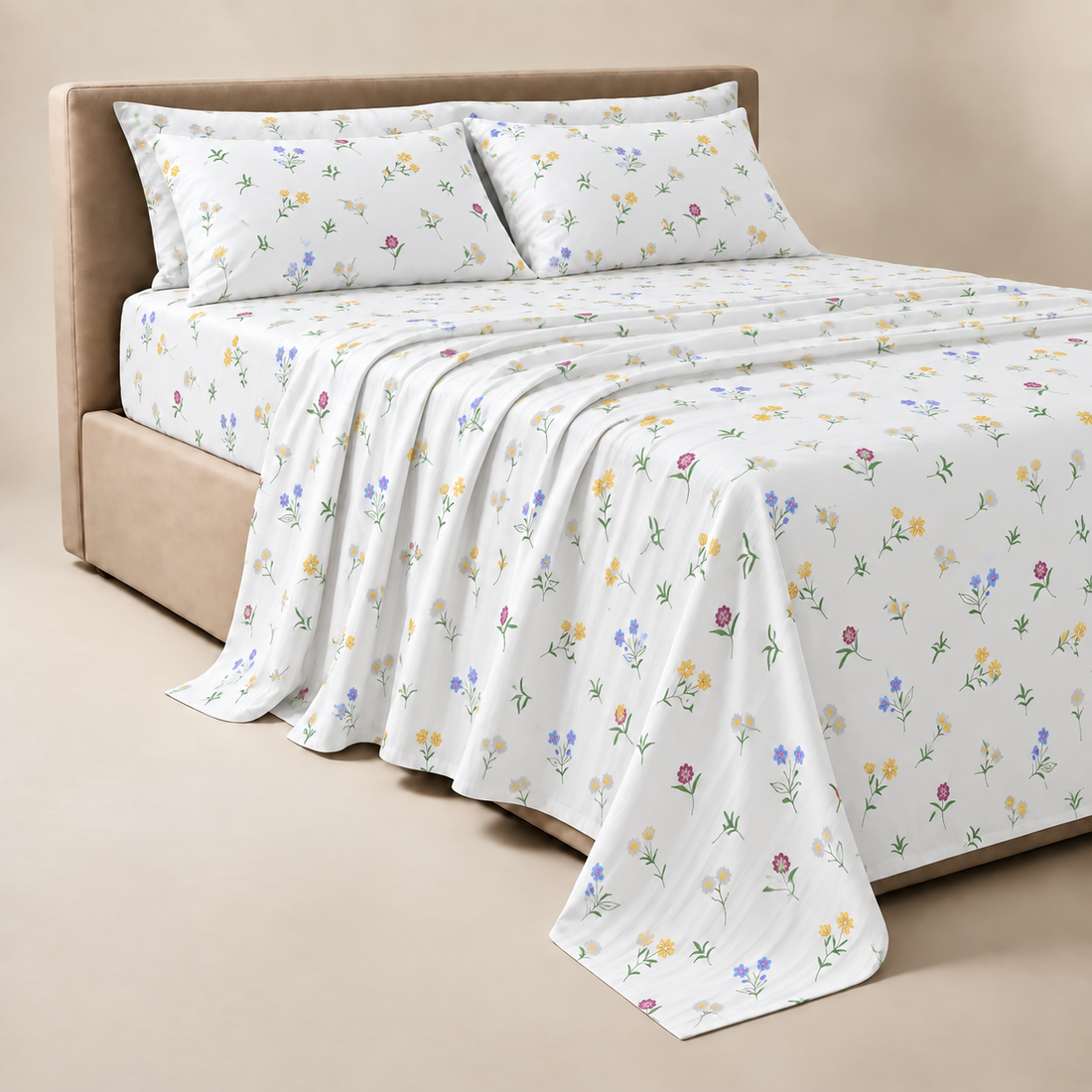 Wildflower Cotton Bedsheet Set — Fresh Blooms, Soft Comfort