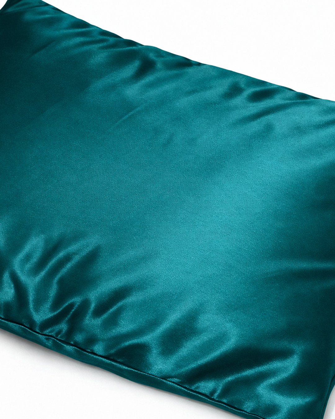 Deep teal satin pillowcase fabric texture