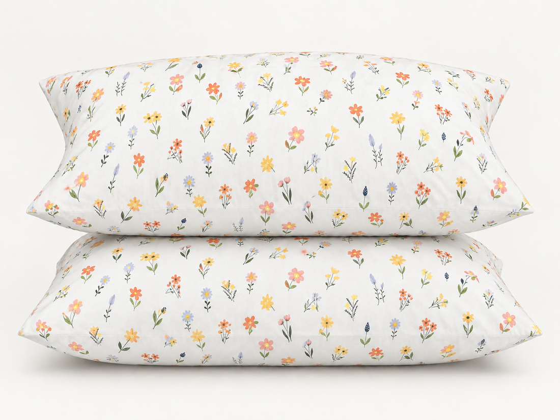 Ditsy Bloom Cotton Bedding Set — Tiny Florals, Bright Comfort
